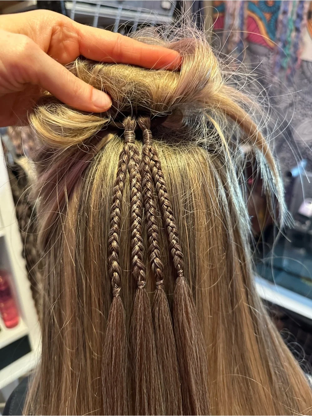 Long Straight Women's Hairpiece with Blonde and Light Brown Highlights